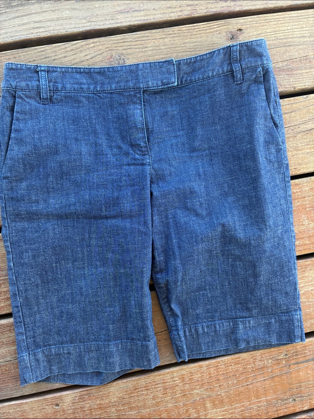 Loft Chambray Denim Bermuda Shorts-10